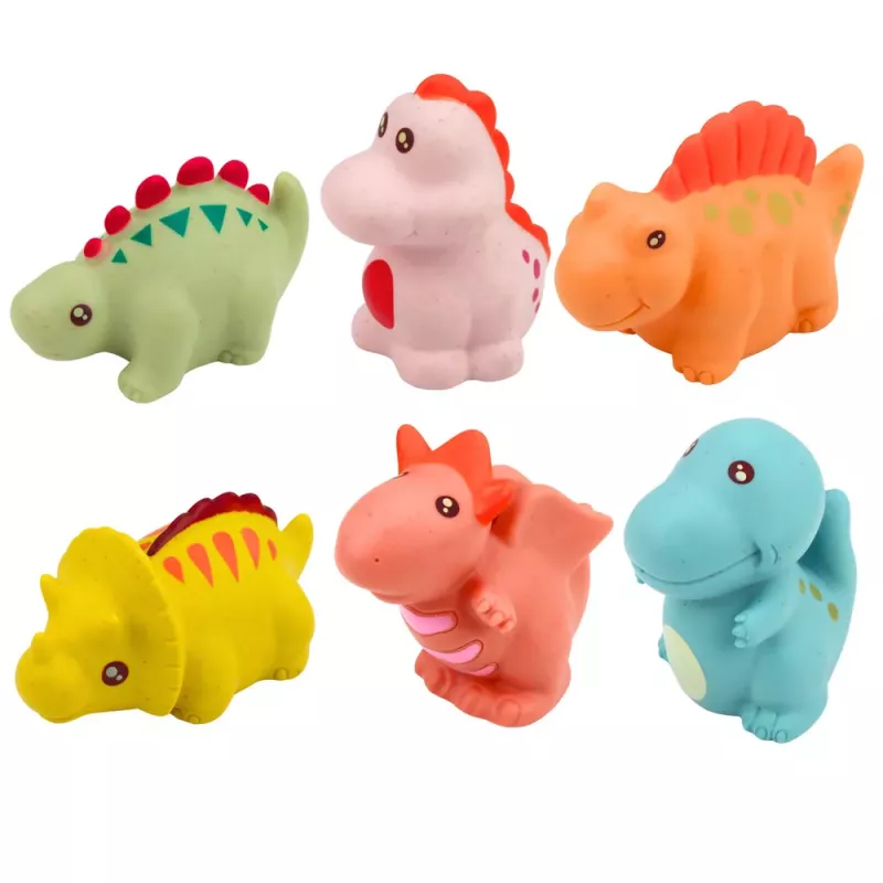 LEAN TOYS Harivate kummist dinoosauruste komplekt vannitamiseks, pastelsed mängud, 6 tükki