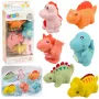 LEAN TOYS Harivate kummist dinoosauruste komplekt vannitamiseks, pastelsed mängud, 6 tükki