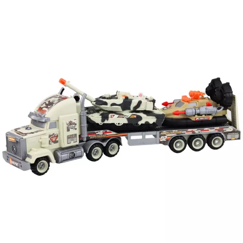 LEAN TOYS Sõjaväekomplekt: Armeeveok, Tank, Hõljuk ja Sõdurid