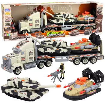 LEAN TOYS Sõjaväekomplekt: Armeeveok, Tank, Hõljuk ja Sõdurid
