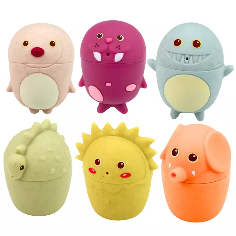 LEAN TOYS Harivad vannimänguasjad, sensoorsed kummifiguurid, pastellvärvides, 6 tk