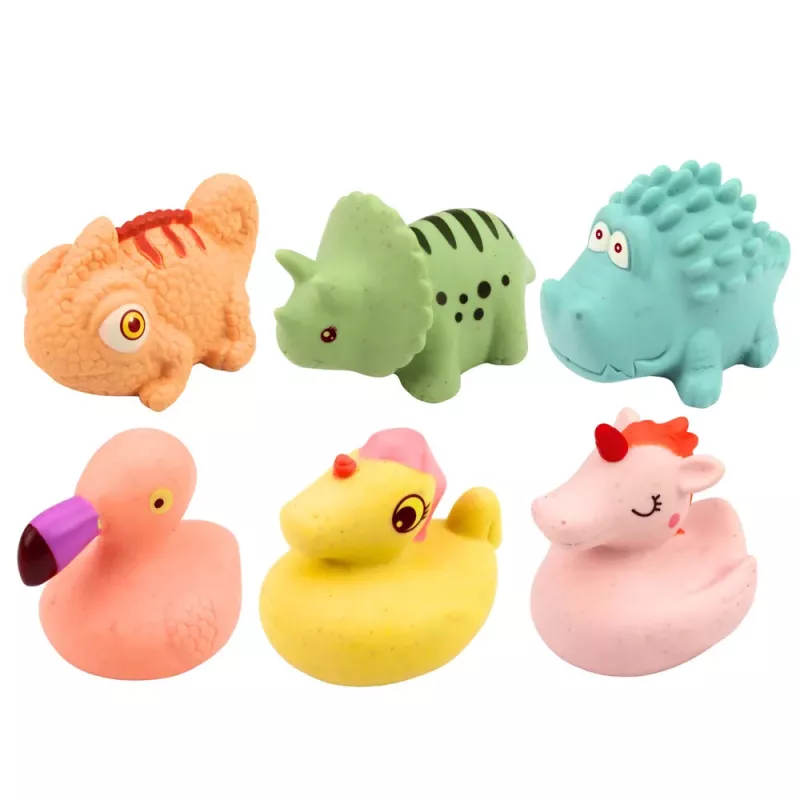 LEAN TOYS Harivate kummiloomade komplekt vannitamiseks, pastelsed mängud, 6 tk