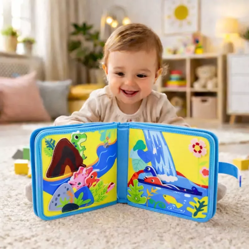 LEAN TOYS 3D Felt Sensory Educational Book Dinosaurs