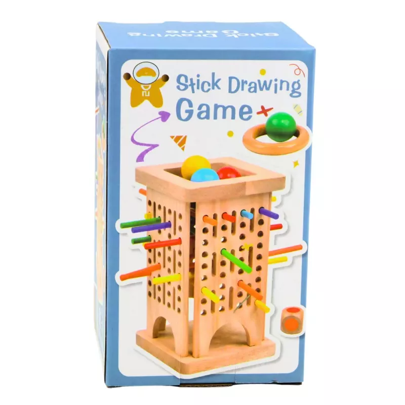 LEAN TOYS Wooden Educational Skill Game Tower Sticks Balls Dice 37 pcs