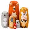 LEAN TOYS Puust matrjoškade komplekt metsloomadega 6 tk