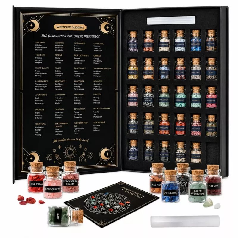 LEAN TOYS Kristallide, mineraalide ja vääriskivide komplekt purkides raamatuga 30 tk