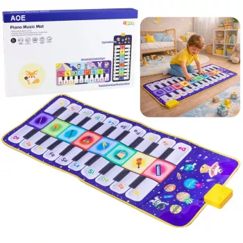 LEAN TOYS Muusikaline Õppetantsumatt Interaktiivne Klaver Kosmos 120 x 48 cm