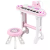 LEAN TOYS Elektrooniline klaveriorgan lastele koos taburetiga, mikrofoniga, MP3-ga - Roosa