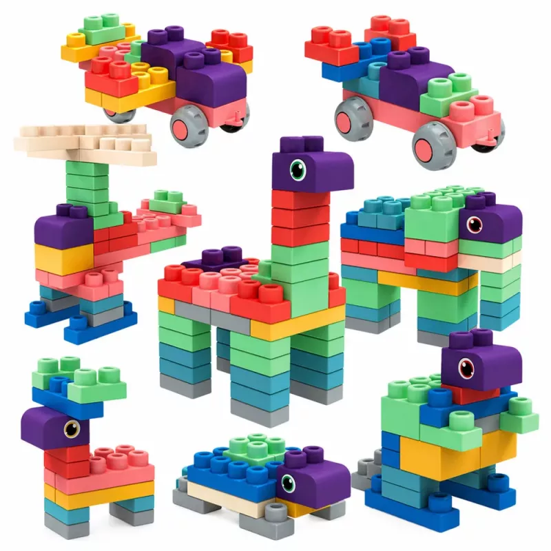 LEAN TOYS Pehmed sensoorsed silikoonehitusklotsid Värvilised 80 tk