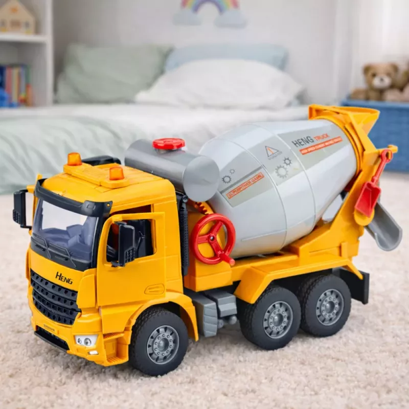 LEAN TOYS Ehitusveok Betoonisegisti Pöörlev Trummel Tuled Helid