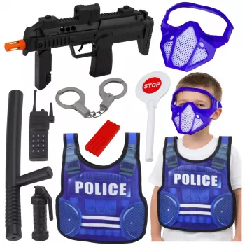 LEAN TOYS Politsei Komplekt Vest Püss Mask Raadiosaatja Aksessuaarid