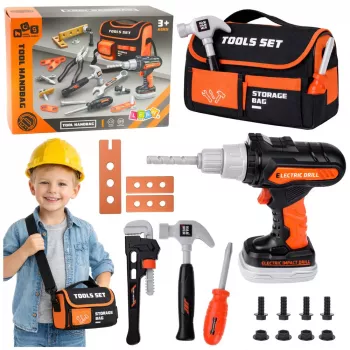 LEAN TOYS DIY tööriistakomplekt kotis, puur ja kruvikeeraja, 25 tk