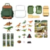 LEAN TOYS Dinosauruste komplekt seljakotis, kohvris, figuurid, õppekaardid, tarvikud, 30 tk.