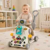 LEAN TOYS Interaktiivne Õppimisratas, Lükkeratas, Laud, Tõukeratas 5 in 1 Hall
