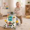 LEAN TOYS Interaktiivne Õppimisratas, Lükkeratas, Laud, Tõukeratas 5 in 1 Hall