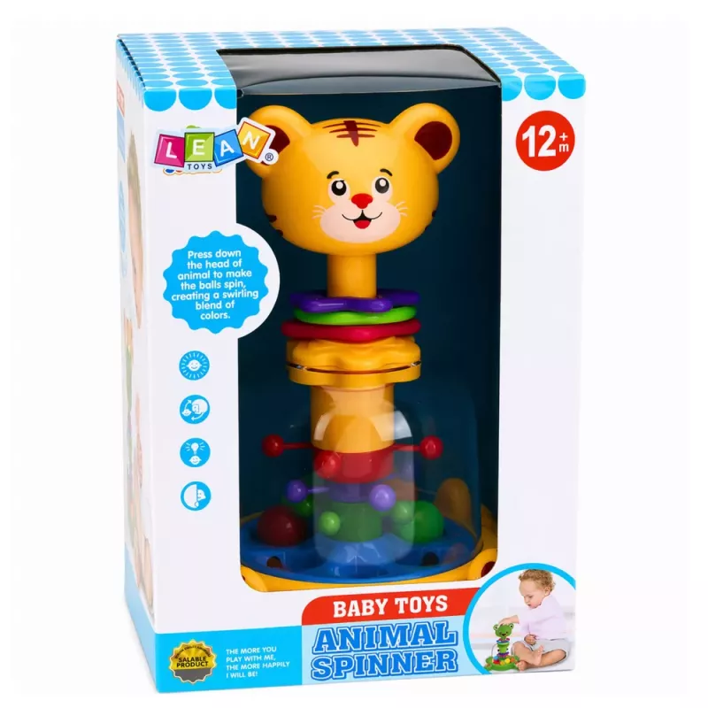 LEAN TOYS Interaktiivne Tiigrikassist Vurr Pöörlevate Pallidega Imikutele