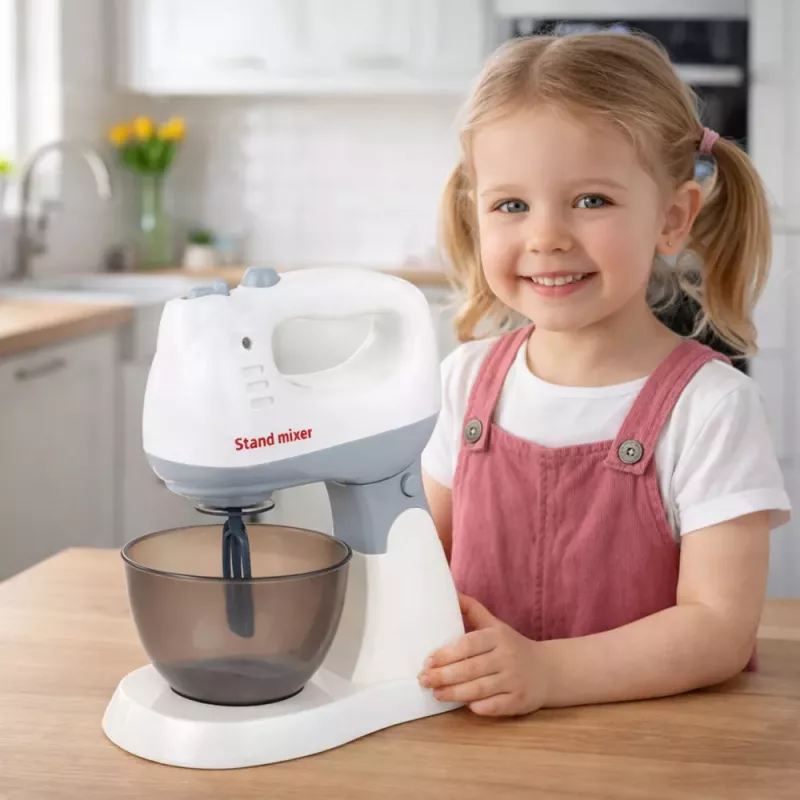 LEAN TOYS Laste köögirobot aluse ja kausiga, tuled ja helid