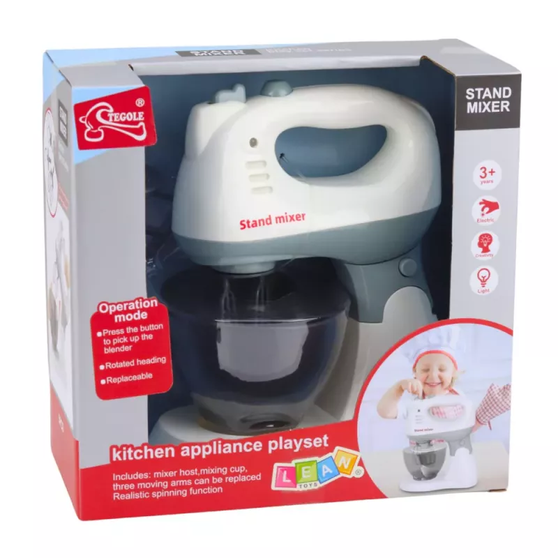 LEAN TOYS Laste köögirobot aluse ja kausiga, tuled ja helid