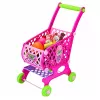LEAN TOYS Suur ostukorv lastele toidukaupadega, roosa, 52 cm, 46 tk