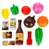 LEAN TOYS Suur ostukorv lastele toidukaupadega, roosa, 52 cm, 46 tk