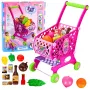 LEAN TOYS Suur ostukorv lastele toidukaupadega, roosa, 52 cm, 46 tk