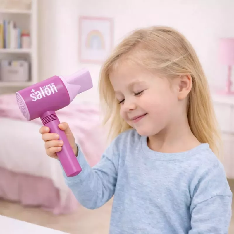 LEAN TOYS Laste juuksurisalongi komplekt - Mänguföön, peegel, kamm ja tarvikud - Teesklusmängu ilukomplekt lastele alates 3. eluaastast