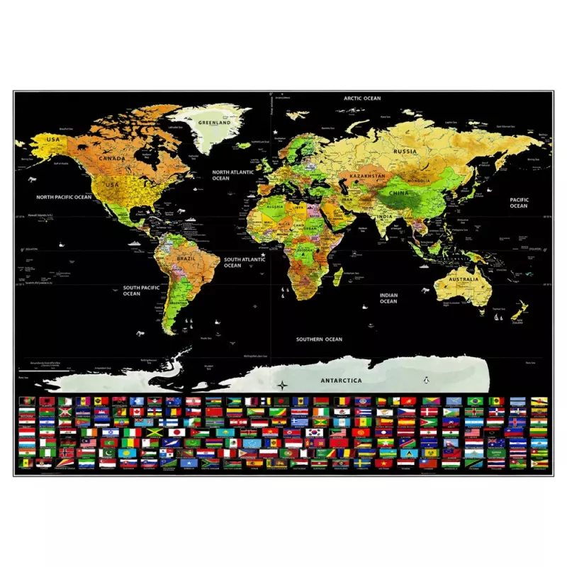 LEAN World Map Scratch Poster for Travelers 82 x 59 cm