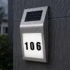LEAN Solar LED Wall Lamp with House Number Illumination Stainless Steel