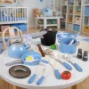 LEAN TOYS Kööginõude komplekt pottide, praepanni, veekeetja ja tarvikutega, sinine, 32 tk