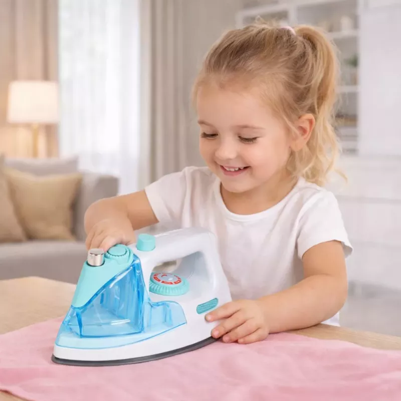 LEAN TOYS Laste triikraud veepihustuse, valguse ja heliga, sinine