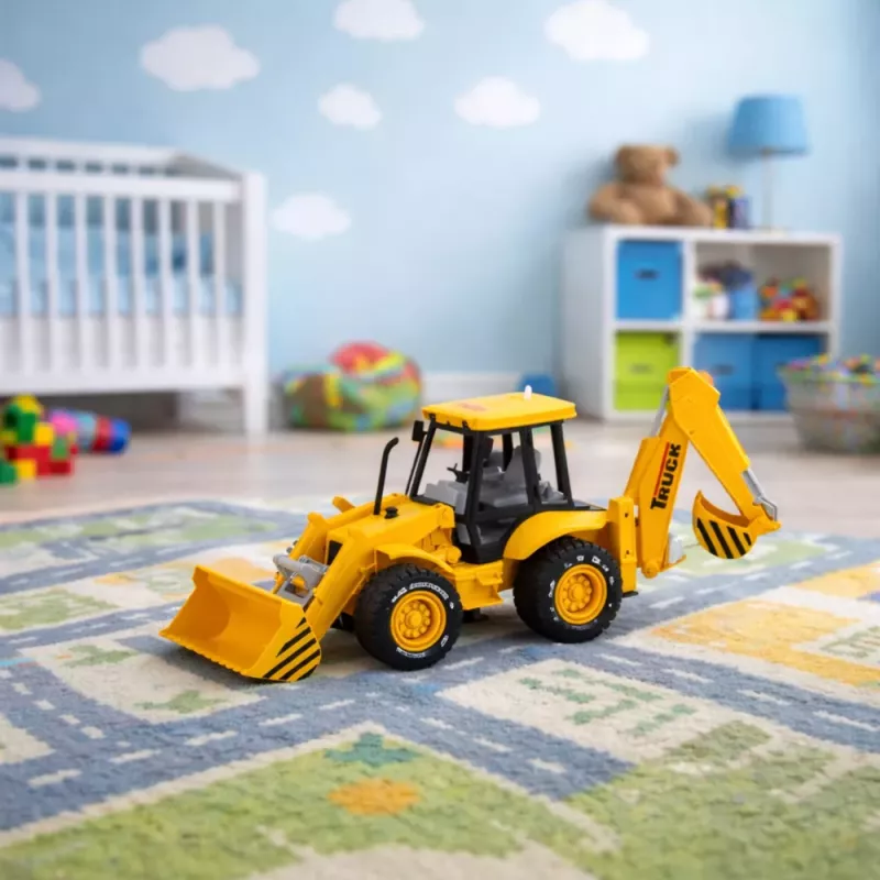 LEAN TOYS Construction Excavator Loader Bulldozer with Drive, Lights, Sounds - Yellow