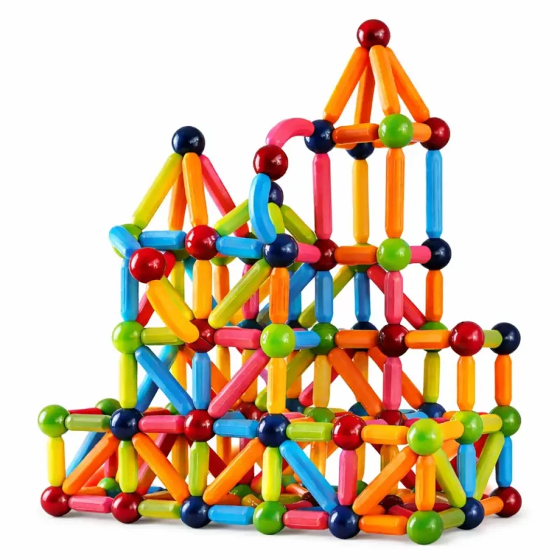 LEAN TOYS Magnetiliste ehituspulkade komplekt Loominguline Värviline 166 tk