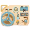 LEAN TOYS Wooden Manipulation Board Sensory Steering Wheel Switch Lever