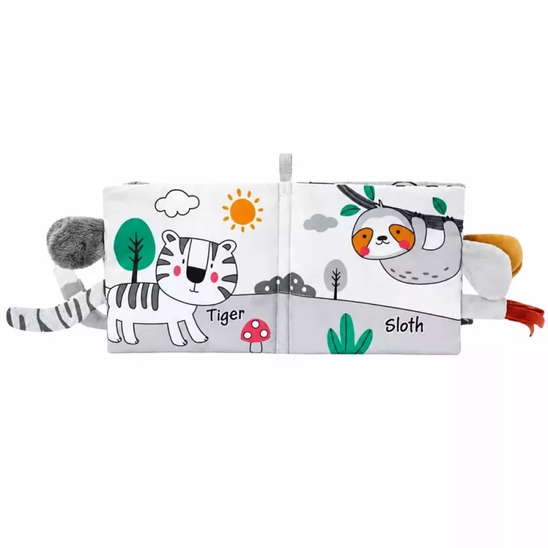 LEAN TOYS Pehme sensoorne raamat sahiseva ja piiksuva elevandiga, hall