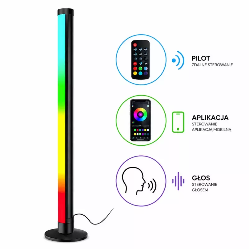 LEAN RGB LED nurgapõrandalamp muusikarežiimi ja kaugjuhtimisega, rakenduse juhtimine, 90 cm