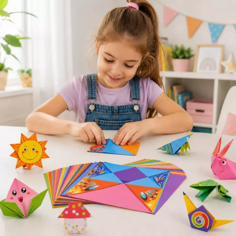 LEAN Origami komplekt värvilise paberi ja juhendiga 100 lehte