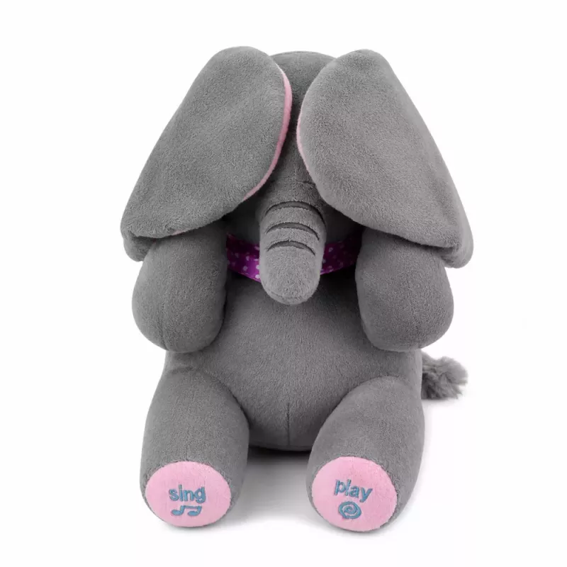 LEAN TOYS Plush Interactive Elephant Moves Ears Plays Melodies Peek-a-boo Game