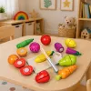LEAN TOYS Wooden Fruit Vegetable Chopping Board Safety Knife Bucket Set 13 pcs