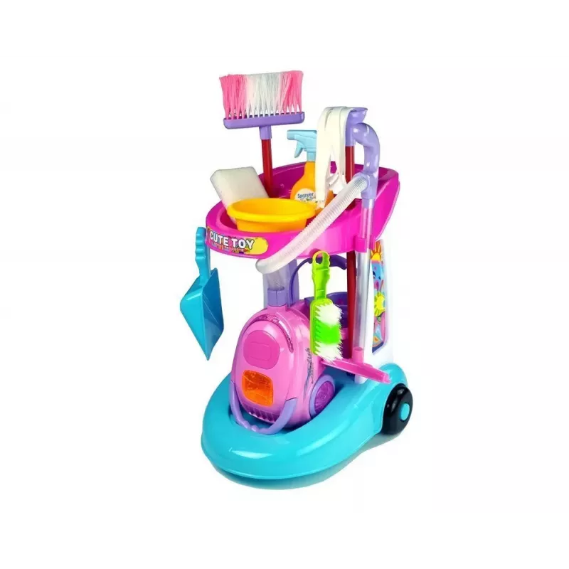 LEAN TOYS Puhastuskomplekt käruga ja tolmuimejaga
