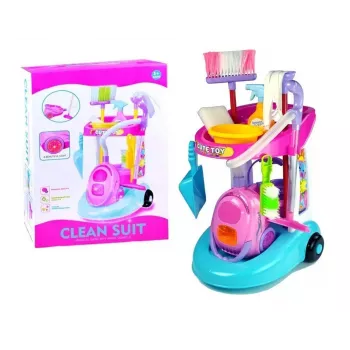 LEAN TOYS Puhastuskomplekt käruga ja tolmuimejaga