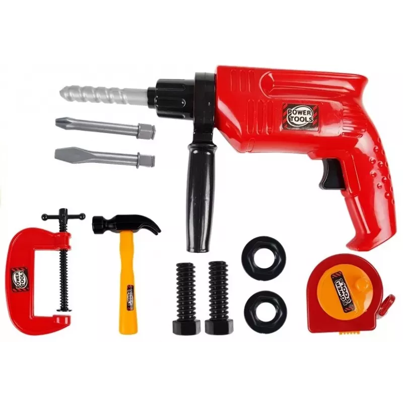 LEAN TOYS Tööriistakomplekt kohvris, puur, kruvid, haamer