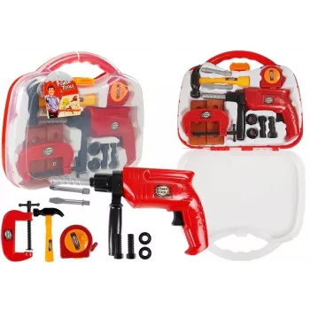 LEAN TOYS Tööriistakomplekt kohvris, puur, kruvid, haamer