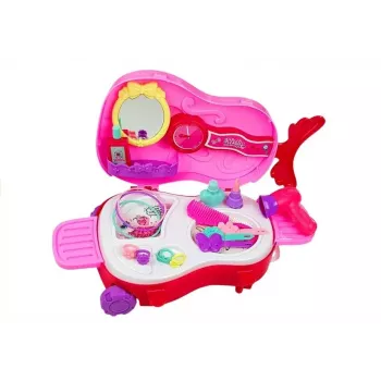 LEAN TOYS Kaasaskantav riietumislaud viiulikarbis peegliga - must kunstnahast meigikohver