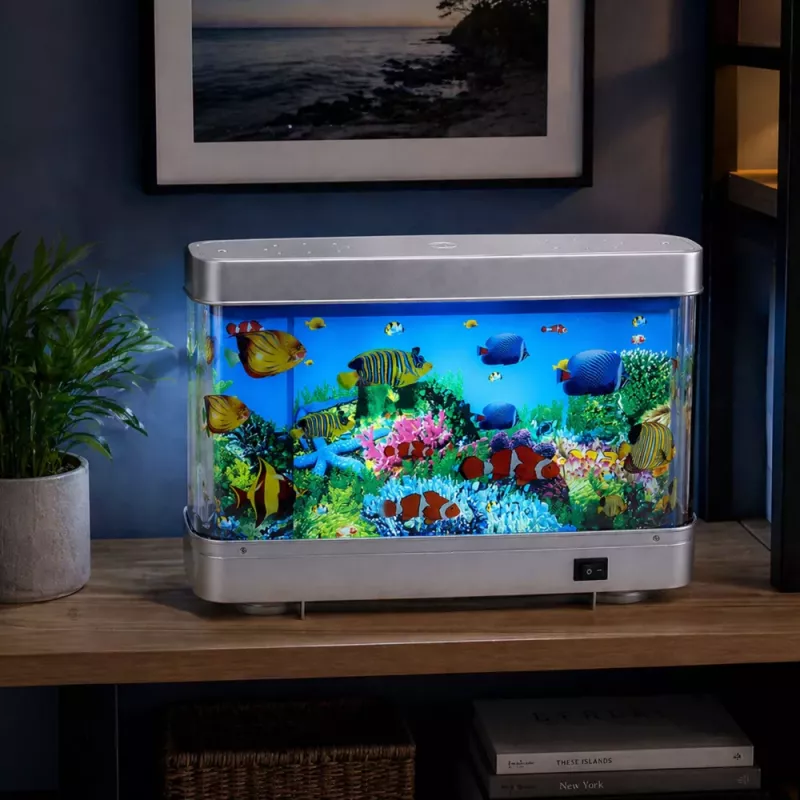 LEAN Artificial Decorative Aquarium LED Night Light 3D Fish Moving Colorful