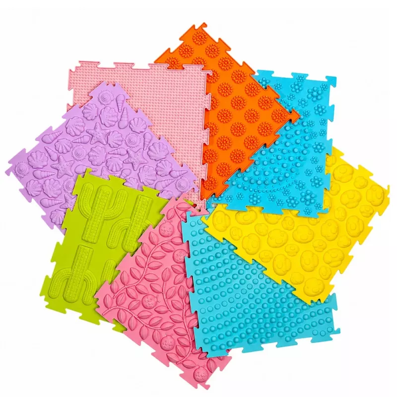 LEAN TOYS Sensory Silicone Puzzle Mat Sensory Path Colorful 25 cm 12 pcs.
