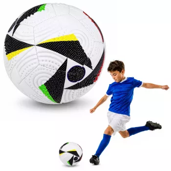 LEAN TOYS Treeningjalgpall muruväljakule, valge mustritega, suurus 5 (22 cm)