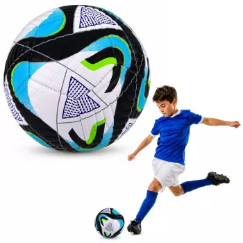 LEAN TOYS treeningjalgpall muruväljakule, must ja sinine, 22 cm, suurus 5