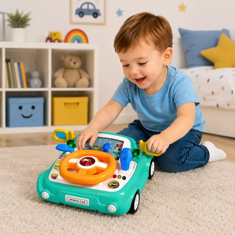 LEAN TOYS Interaktiivne paneel autojuhtimise simulaator autotulede ja -helidega sinine