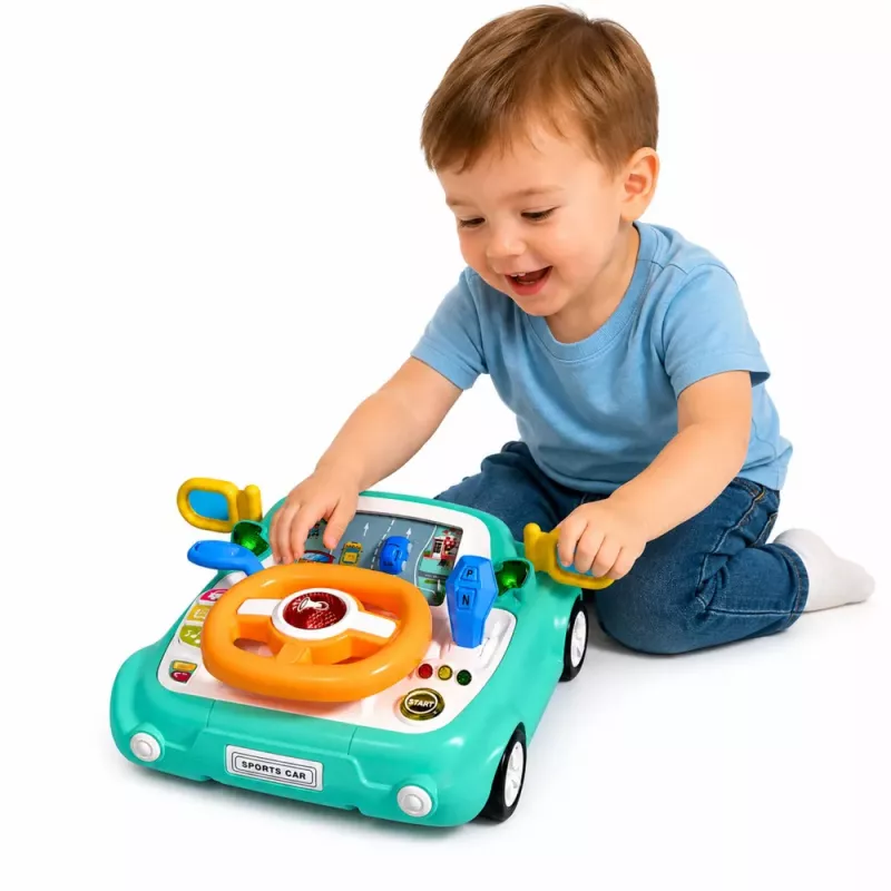 LEAN TOYS Interaktiivne paneel autojuhtimise simulaator autotulede ja -helidega sinine
