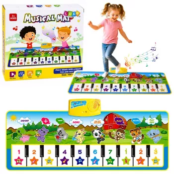 LEAN TOYS Hariv muusikaline matt klaver loomade helid pillihelid 100x36 cm